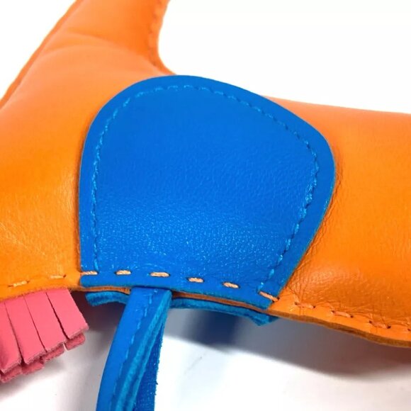 HERMES Bag Charm Rodeo GM Key Holder charm Anyo Miro blue/Orange x pink - Picture 6 of 10